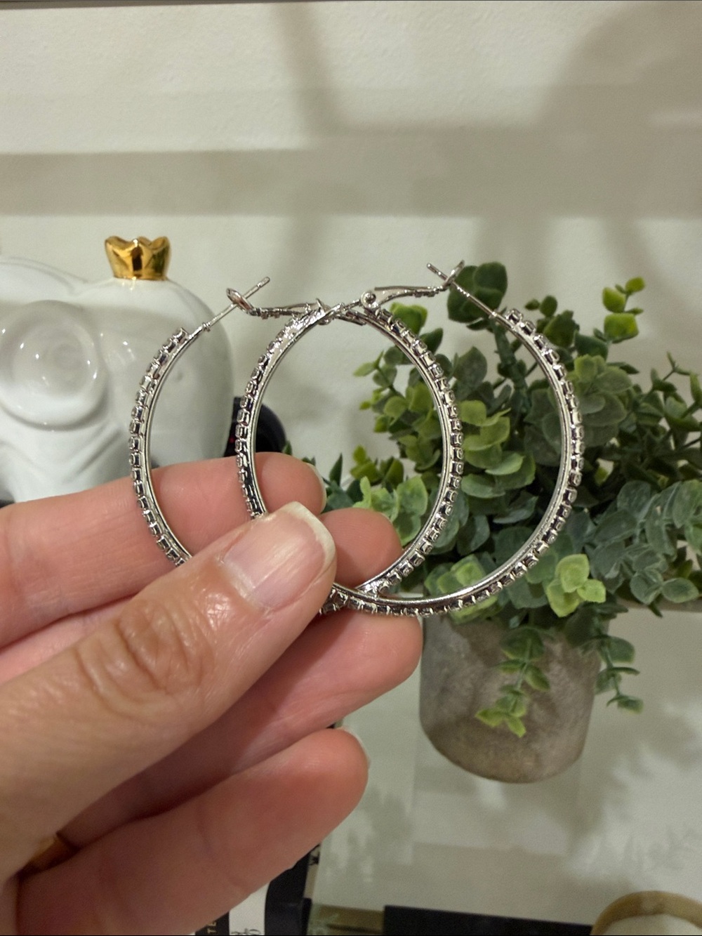 Cache Rhinestone Hoop Earrings - Picture 7 of 8